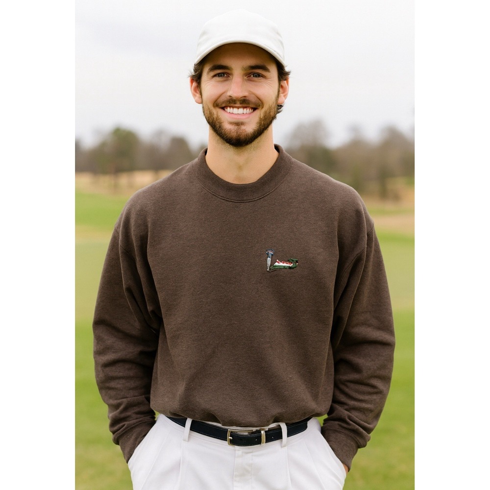 Golf Sweater Graphic Embroidered Knit Pullover Vintage 90's Sz XL GrandpaCore‎